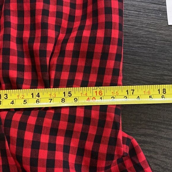 Old Navy New Large faux wrap tie in back peplum red black checkered - Picture 7 of 8